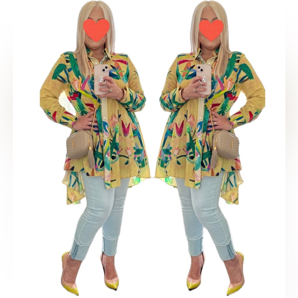 Colorful Floral Asymmetrical blouse